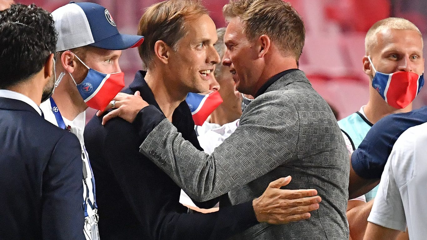 Thomas Tuchel (l.) und Julian Nagelsmann: Beide Deutschen gehören zu den renommiertesten Trainern im Weltfußball.