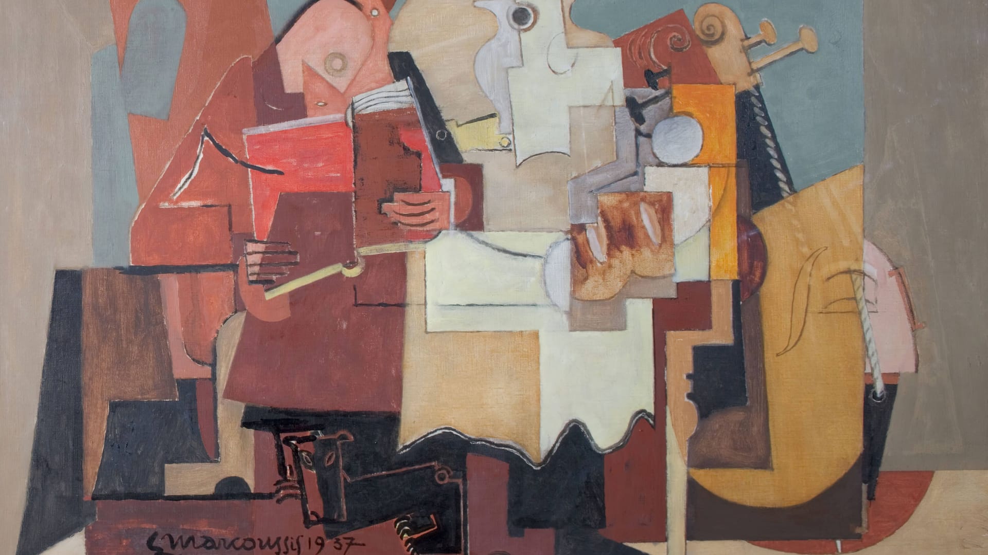 Das Gemälde "Le Lecteur", 1937, des Malers Louis Marcoussis Das Gemälde "Le Lecteur", 1937, des Malers Louis Marcoussis