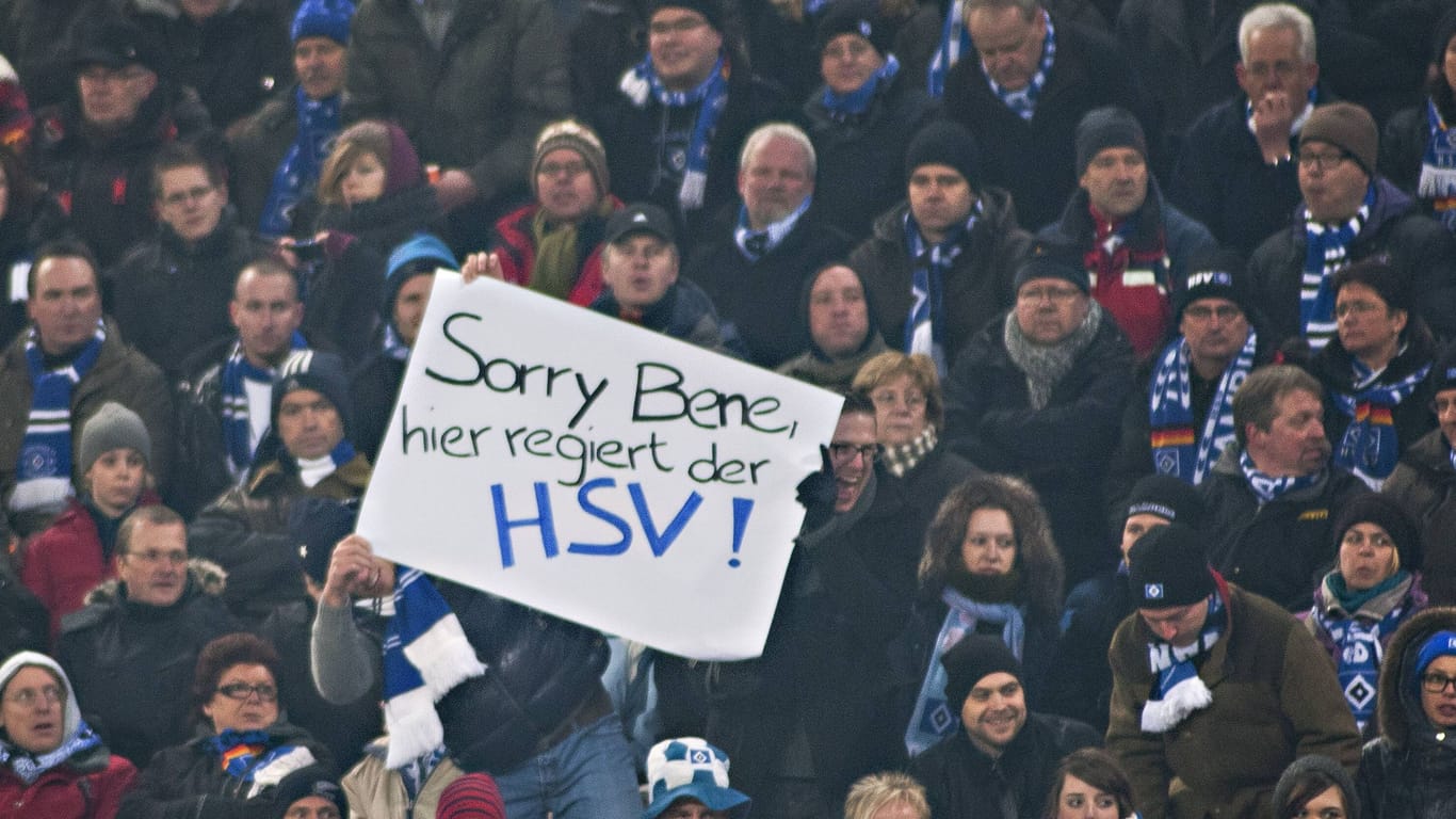 Plakat der HSV-Fans gegen Pliquett (Archivfoto): Beim Erzrivalen war er unbeliebt.