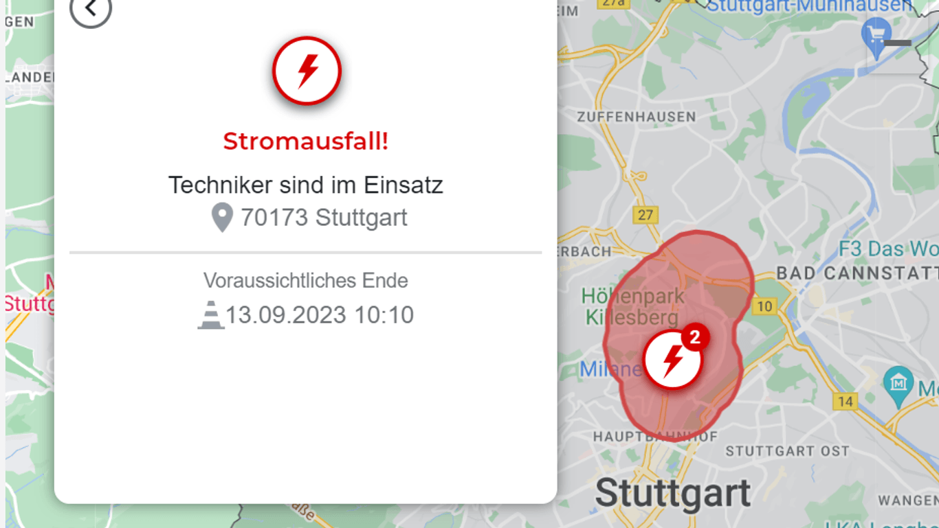 Mehrere Bereiche in Stuttgart waren von dem Stromausfall betroffen.