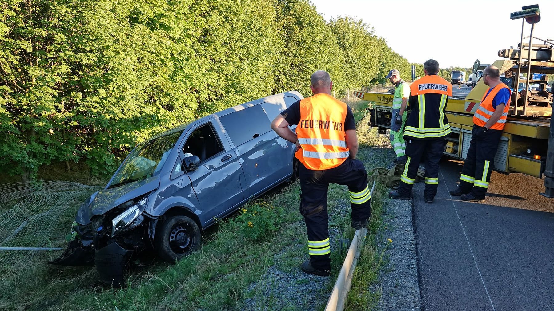 Unfallstelle bei Thiendorf: Die Autobahn war zeitweise in Richtung Berlin gesperrt.