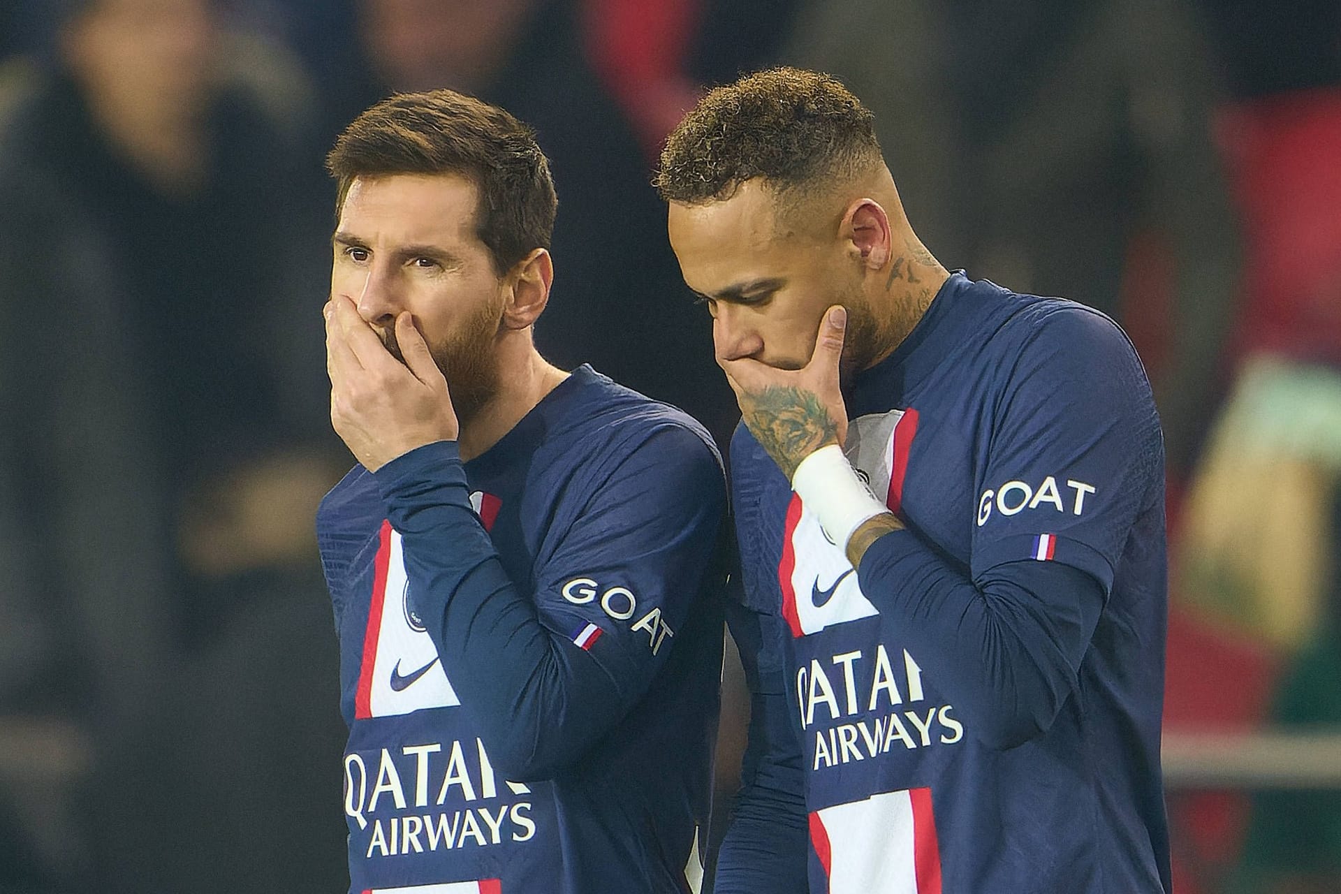 Messi (l.) und Neymar: Sie spielten beide für PSG.