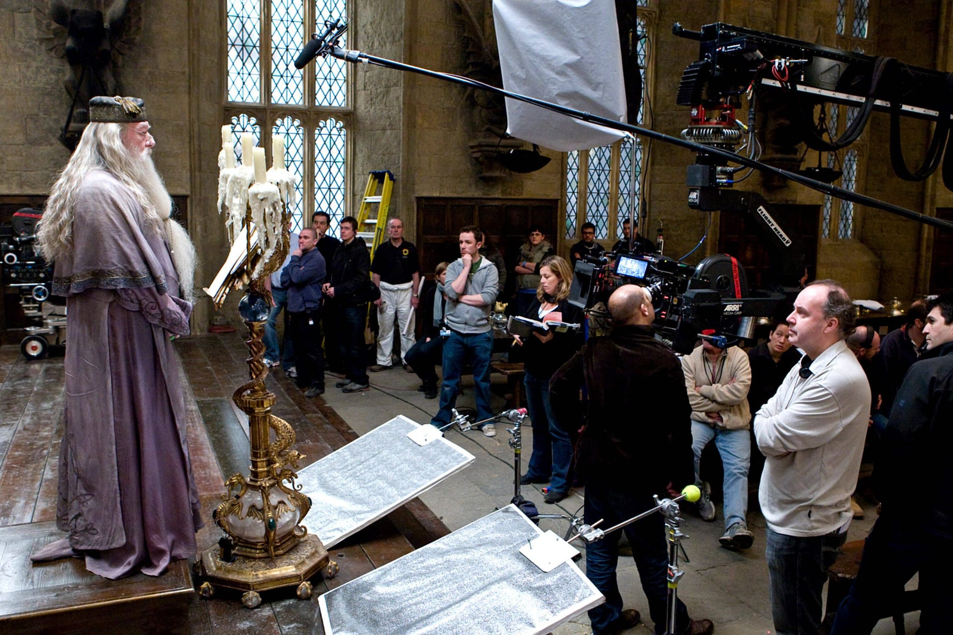 Michael Gambon am Set von "Harry Potter und der Halbblutprinz"