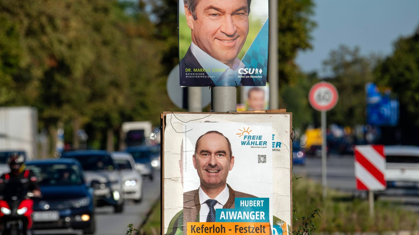 Wahlkampf in Bayern: Söder ließ seinen Stellvertreter Aiwanger trotz dessen Flugblattaffäre im Amt.
