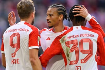 Überragendes Trio: Bayerns Kane, Sané und Tel (v. li.) trafen gegen Bochum.
