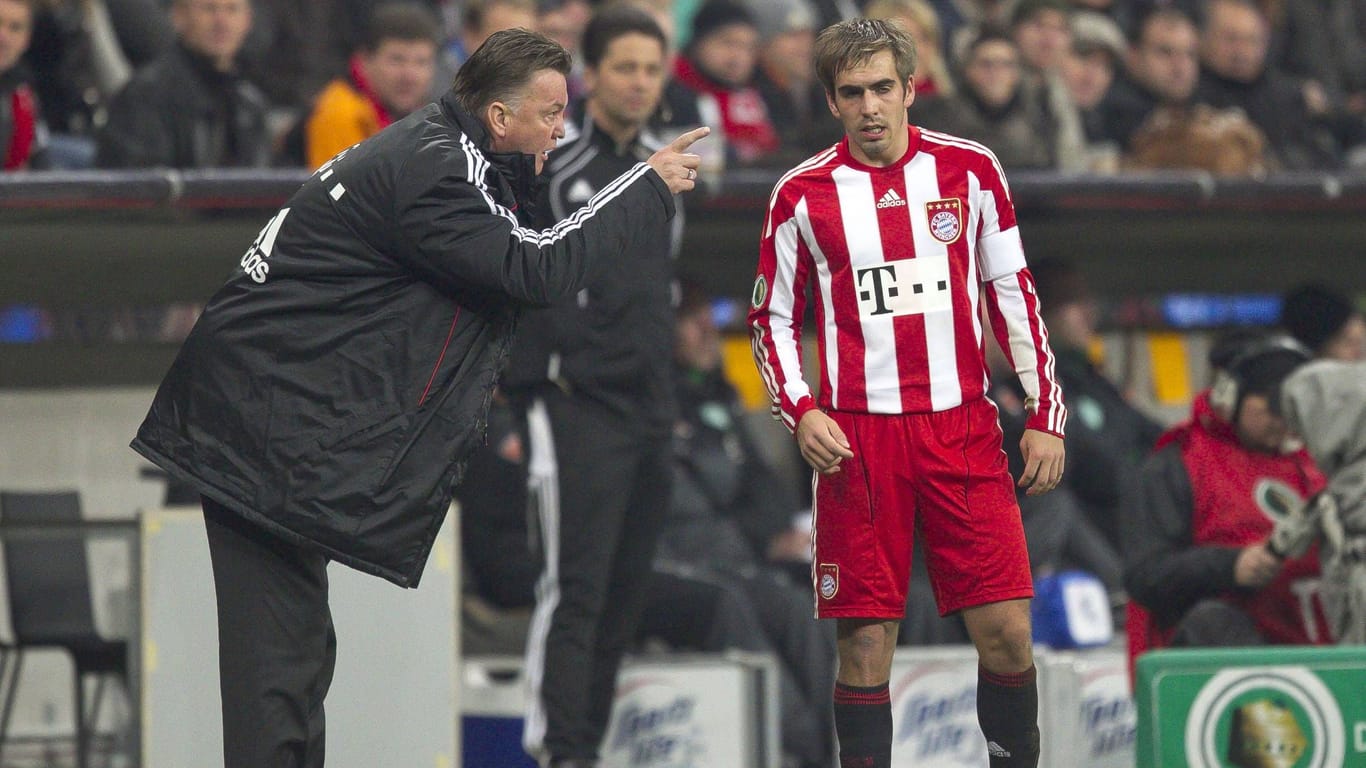 Saison 2010/11 beim FC Bayern: Trainer Louis Van Gaal (l.) mit seinem Kapitän Philipp Lahm.