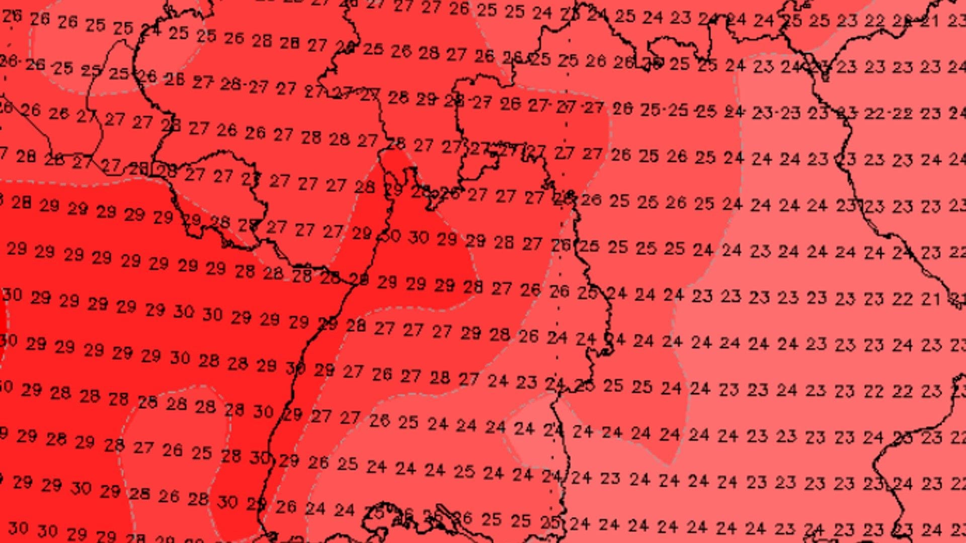 Die erwarteten Temperaturen am 2. Oktober: Unter anderem in der Region Stuttgart wird es besonders warm.