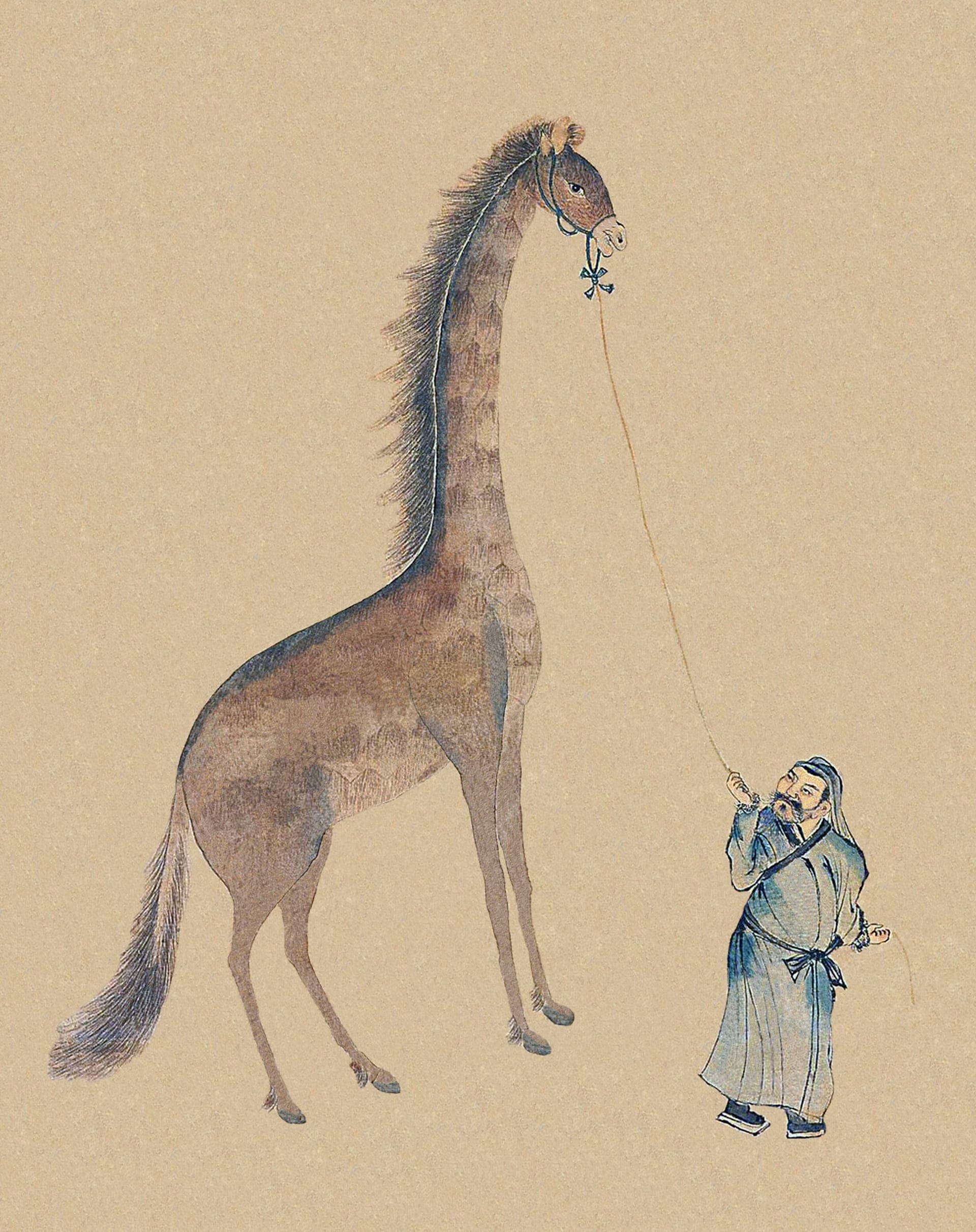 Mitbringsel mit langem Hals: historische Zeichnung von Zheng He und der afrikanischen Giraffe (Archivbild).