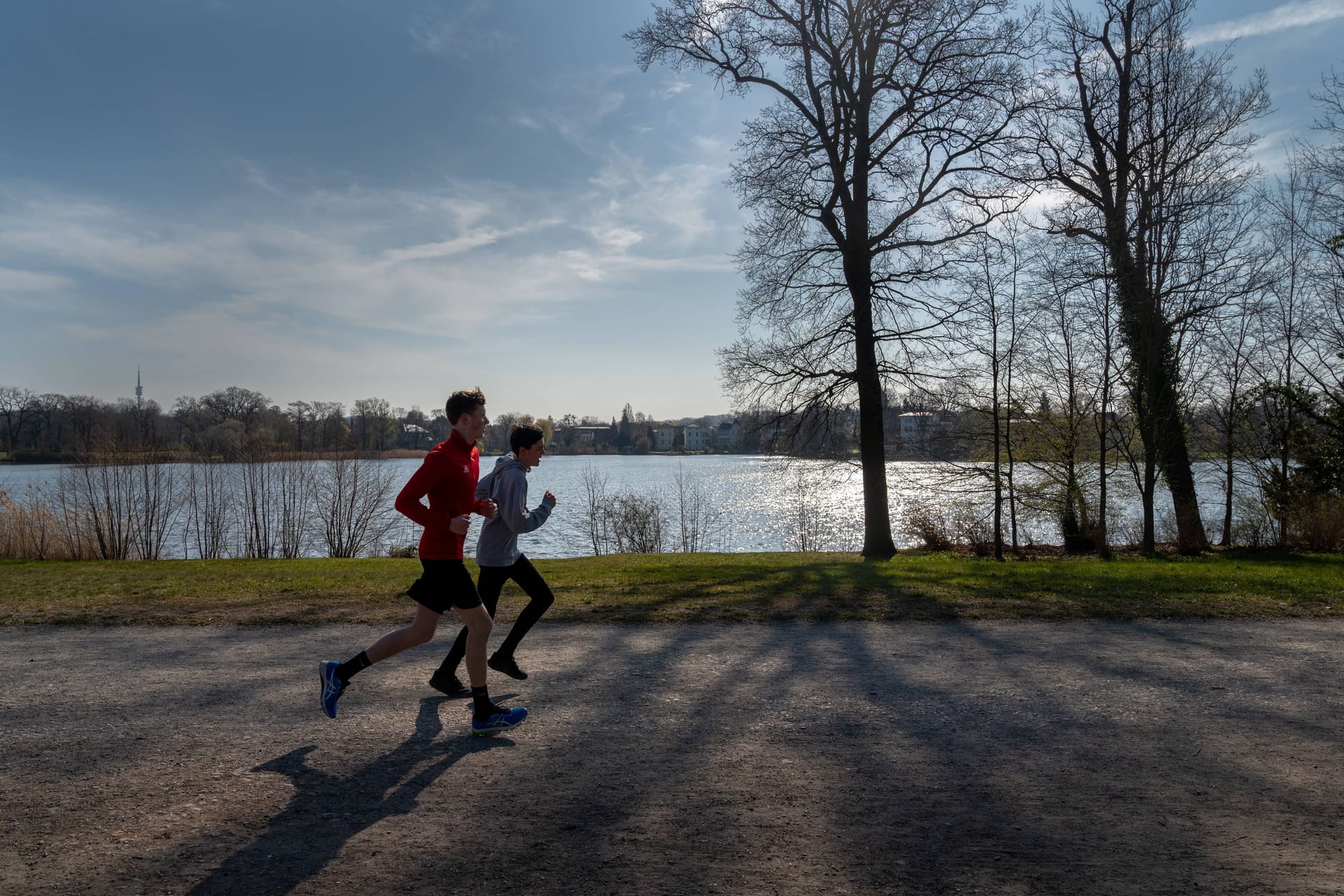 Jogger am Neuen See in Potsdam (Archivbild): In der Landeshauptstadt von Brandenburg gibt es schöne Laufstrecken.