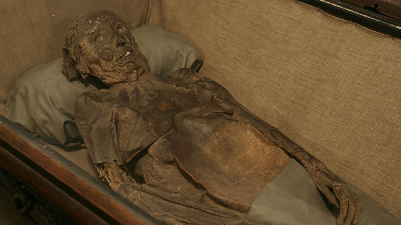 Die mumifizierte Leiche der Maria von Engelbrechten kann im Bleikeller angeschaut werden.