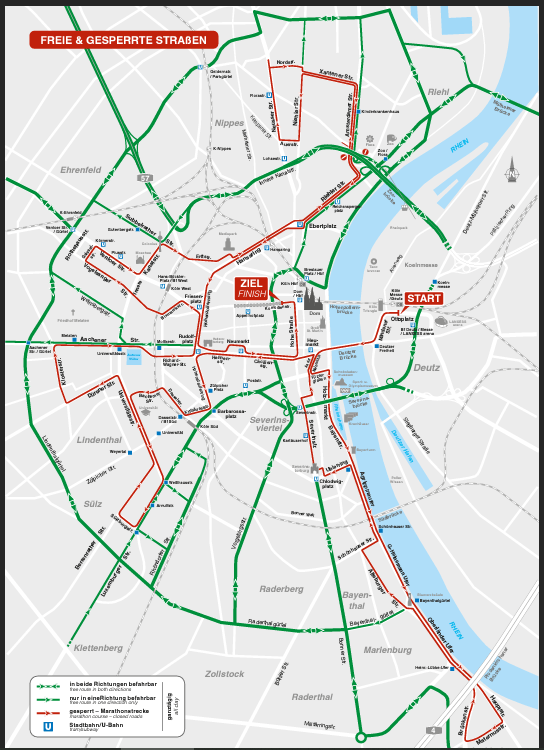 Die rot eingezeichneten Straßen sind am 1. Oktober gesperrt.