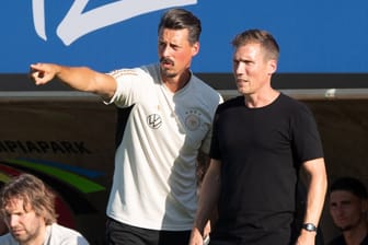 Sandro Wagner (l.) und Hannes Wolf: Sie übernehmen zusammen mit Rudi Völler vorübergehend die deutsche Nationalmannschaft.