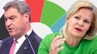 Markus Söder und Nancy Faeser: Beide Politiker treten bei den Landtagswahlen in Bayern und in Hessen als Spitzenkandidaten an.
