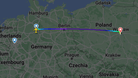 Flugroute des polnischen Fliegers: Nach Düsseldorf kam er nie, setzte dafür in Hannover auf. Dann ging es wieder zurück.
