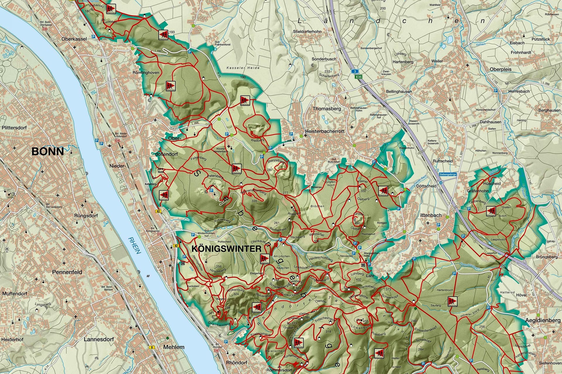 Wanderrouten im Siebengebirge (Symbolbild): In der herbstlichen Jahreszeit kann man Wälder gut erforschen und Sehenswürdigkeiten entdecken.