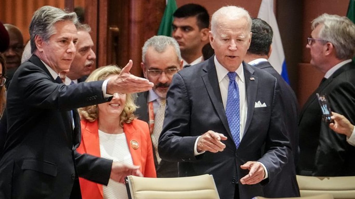 US-Präsident Joe Biden und US-Außenminister Anthony Blinken: Die USA wollten mit ihren Initiativen auf dem G20-Gipfel vor allem China schwächen.