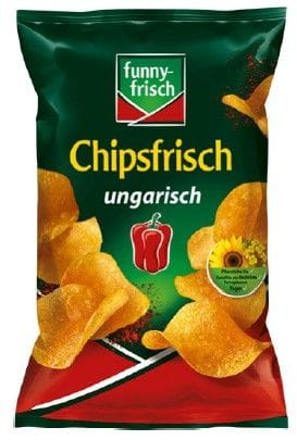 Diese Tüte Kartoffelchips von Funnyfrisch in der Geschmacksrichtung ungarisch könnten "Sour Cream"-Chips enthalten.