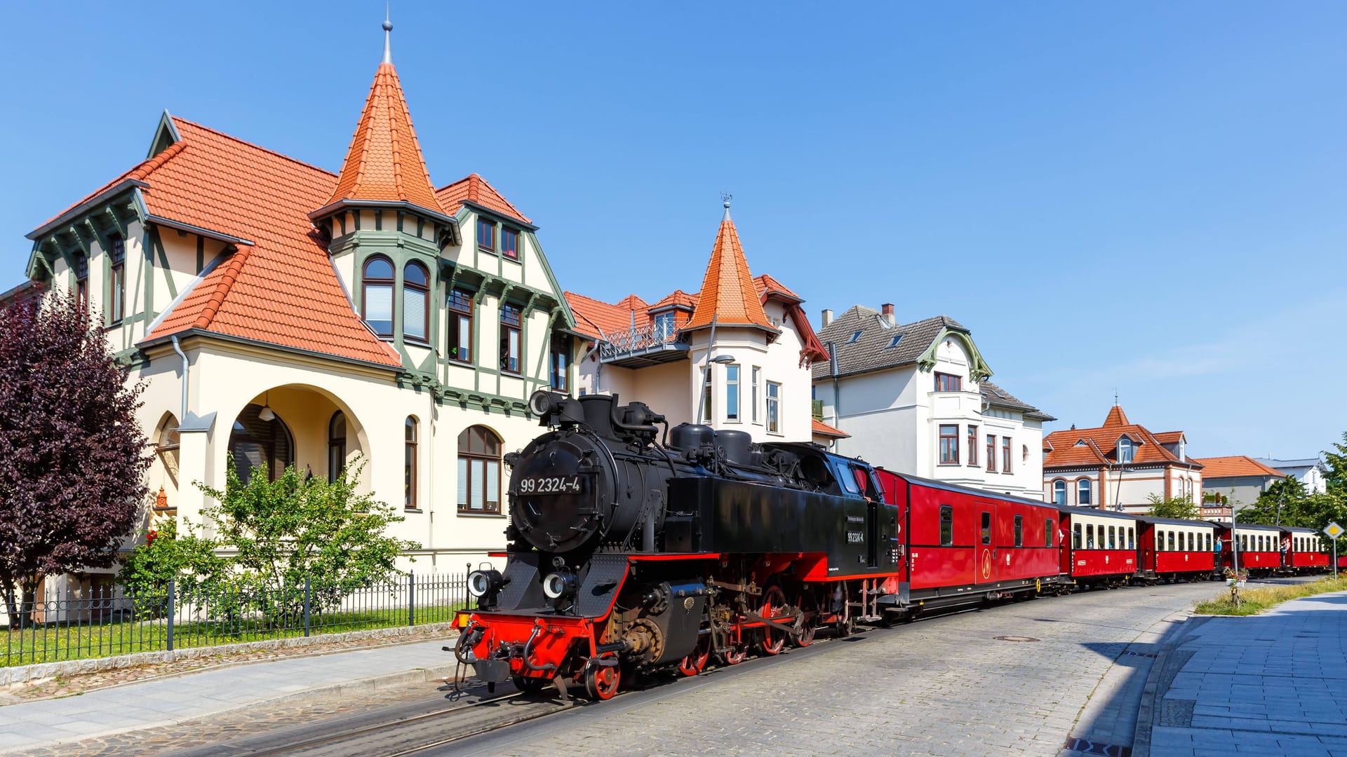 Dampfzug der Bäderbahn in Bad Doberan.