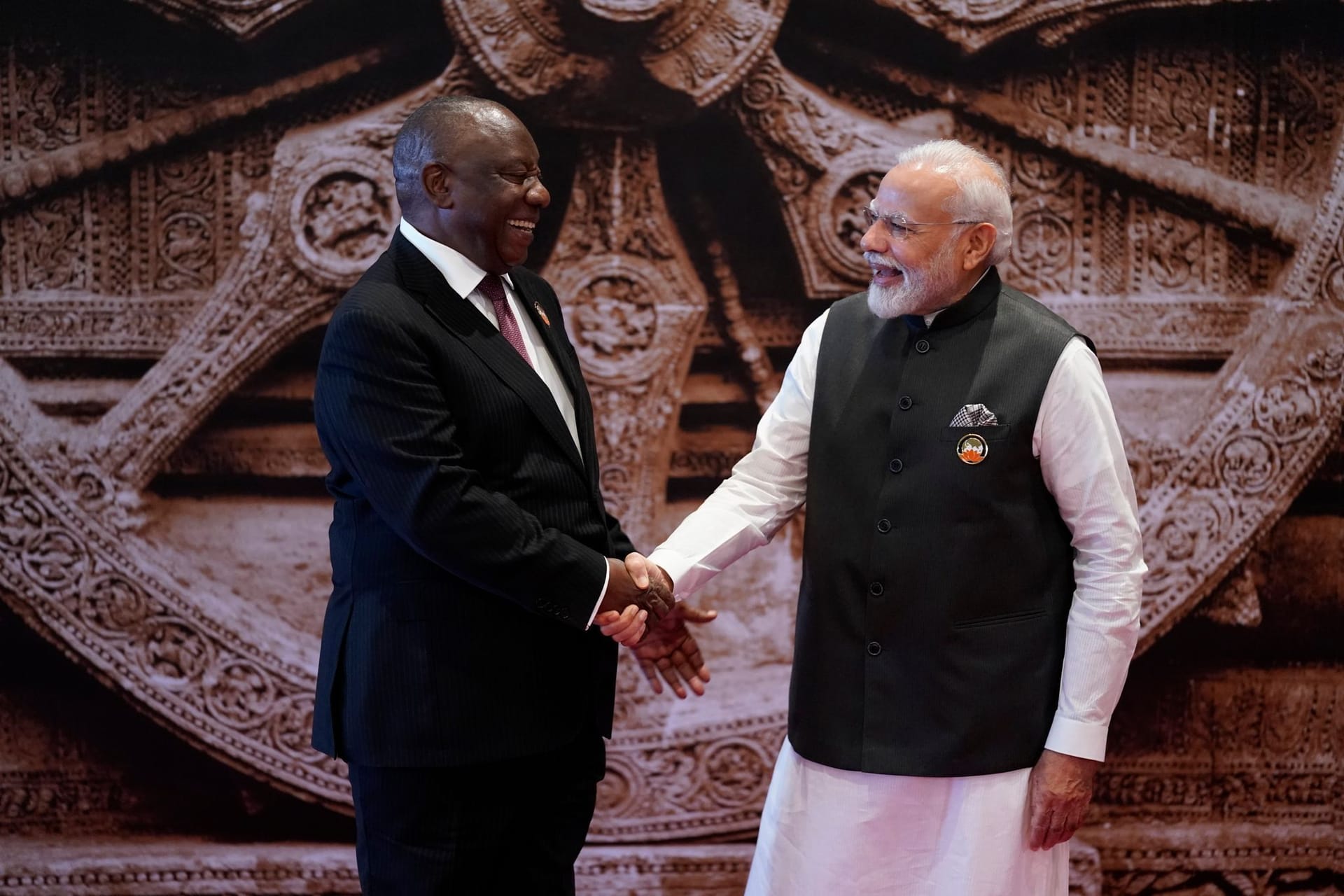 Südafrikas Präsident Cyril Ramaphosa und Indiens Premierminister Narendra Modi (Symbolbild): Modi hatte die Aufnahme der AU vorgeschlagen.