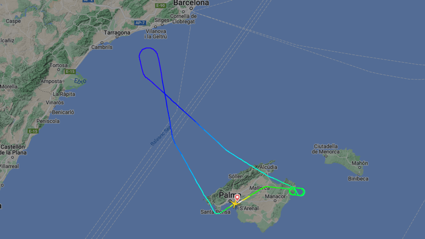 Der Ryanair-Flieger flog mehrere Kreise, bevor er auf Mallorca wieder landen konnte.