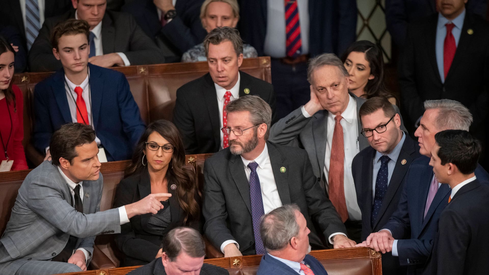 Erster Showdown im Januar: Matt Gaetz und Lauren Boebert stellten sich über 14 Wahlgänge gegen Kevin McCarthy (Archivbild).