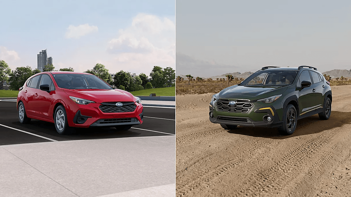 Links der Impreza, rechts der Crosstrek: Subaru stellt mit den neuen Modellen seine Mittelklasse um.