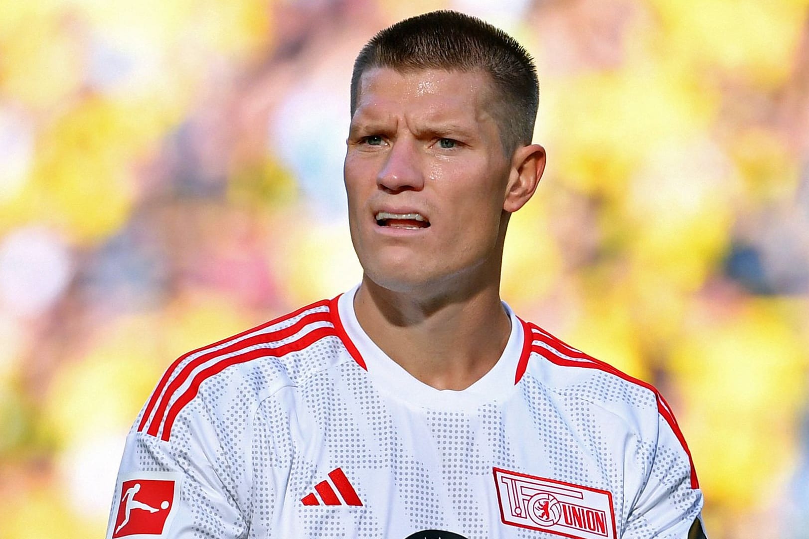 Fragender Blick: Union-Stürmer Kevin Behrens im Spiel bei Borussia Dortmund.