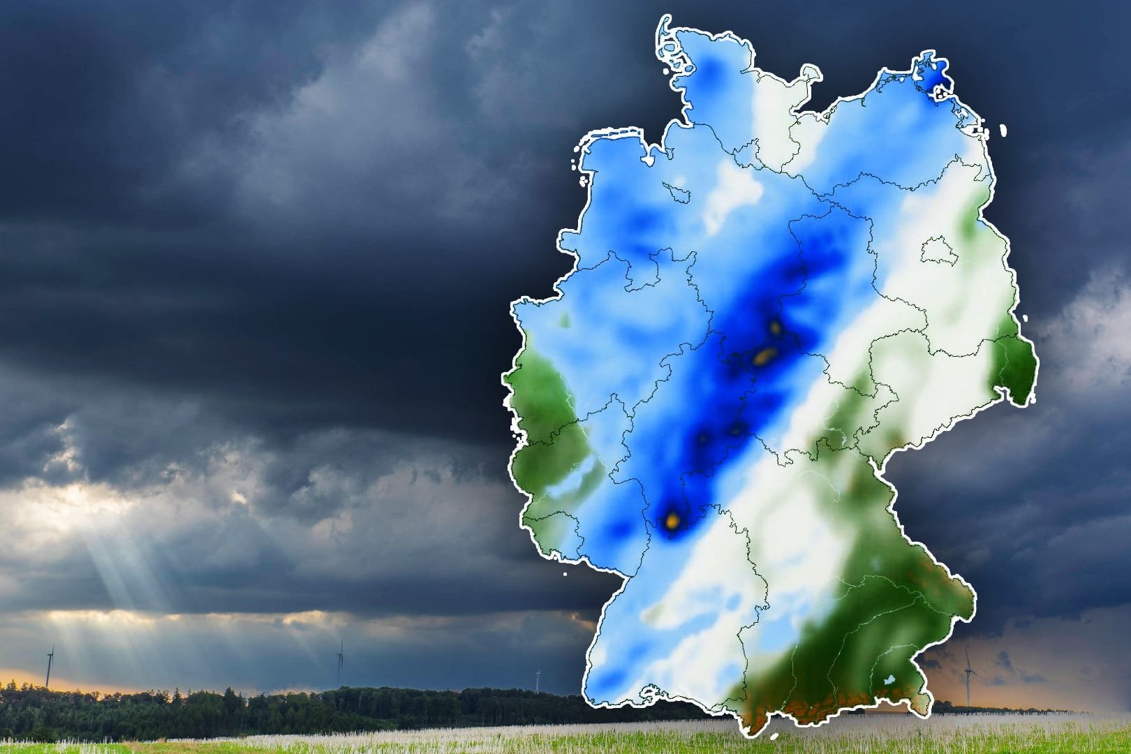 In Deutschland drohen am Tag der Deutschen Einheit schwere Unwetter.