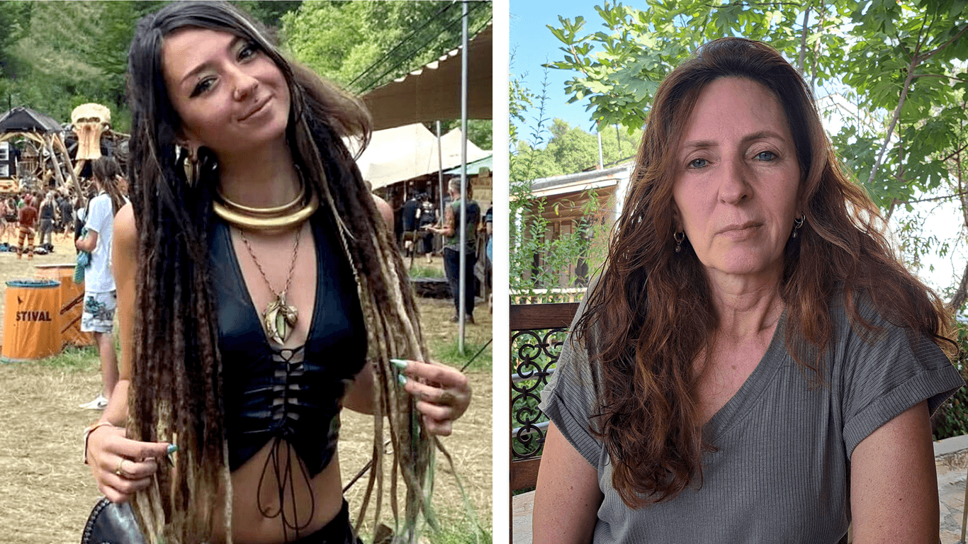 Shani Louk (links) auf einem Instagram-Foto und ihre Mutter Ricarda: "Ich weiß nicht, wie lange ich das noch aushalten soll"