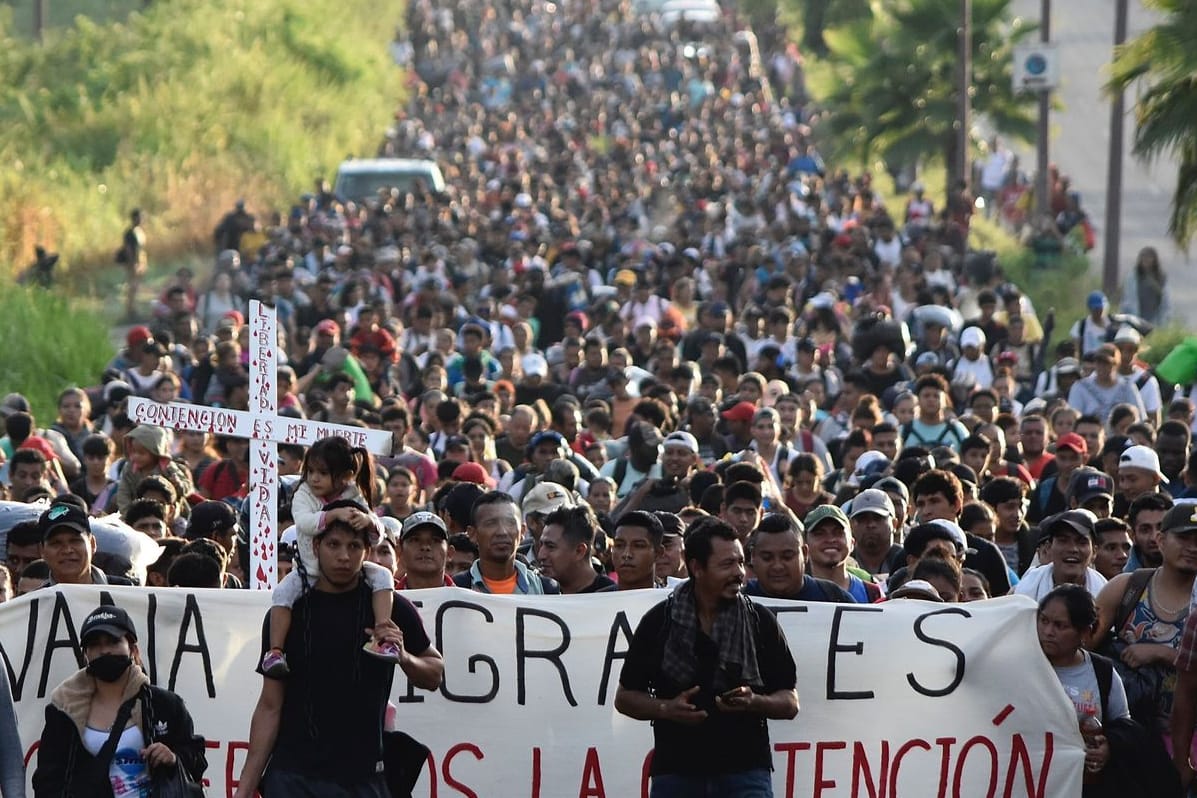 Tapachula, Mexiko: Tausende Migranten sind in einem Marsch in Richtung amerikanische Grenze unterwegs.