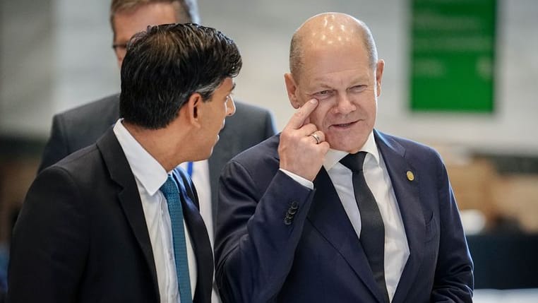 Kanzler Olaf Scholz mit dem britischen Premier Rishi Sunak: