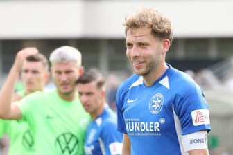 Doron Bruck von Makkabi Berlin im DFB-Pokalspiel gegen Wolfsburg (Archivbild): Der jüdische Berliner Klub möchte weiterspielen.