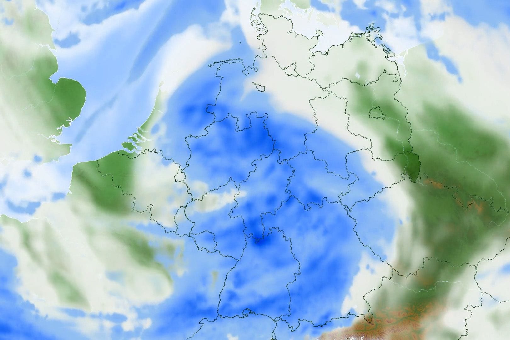 Regenfront über Deutschland