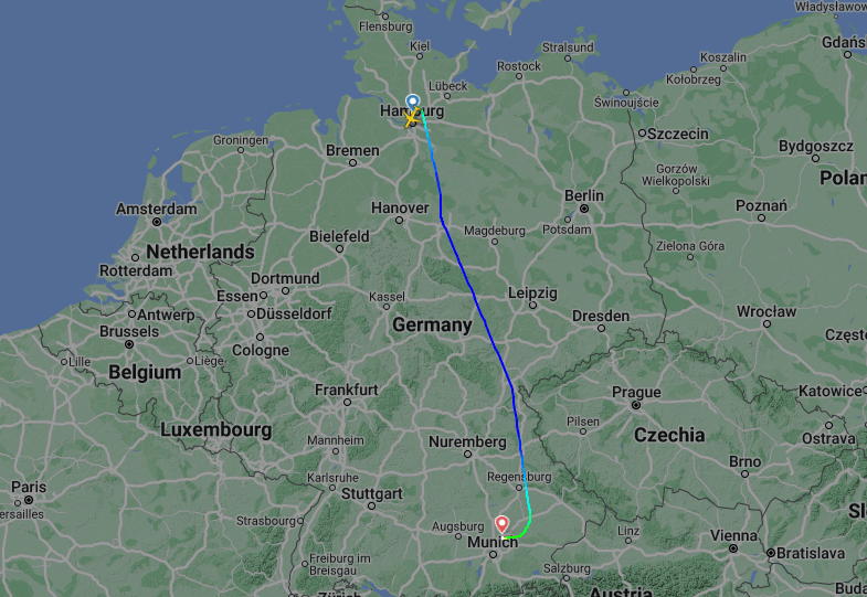 Flug der Condor-Maschine am Sonntag: Statt nach Antalya ging es erstmal in die bayerische Landeshauptstadt.