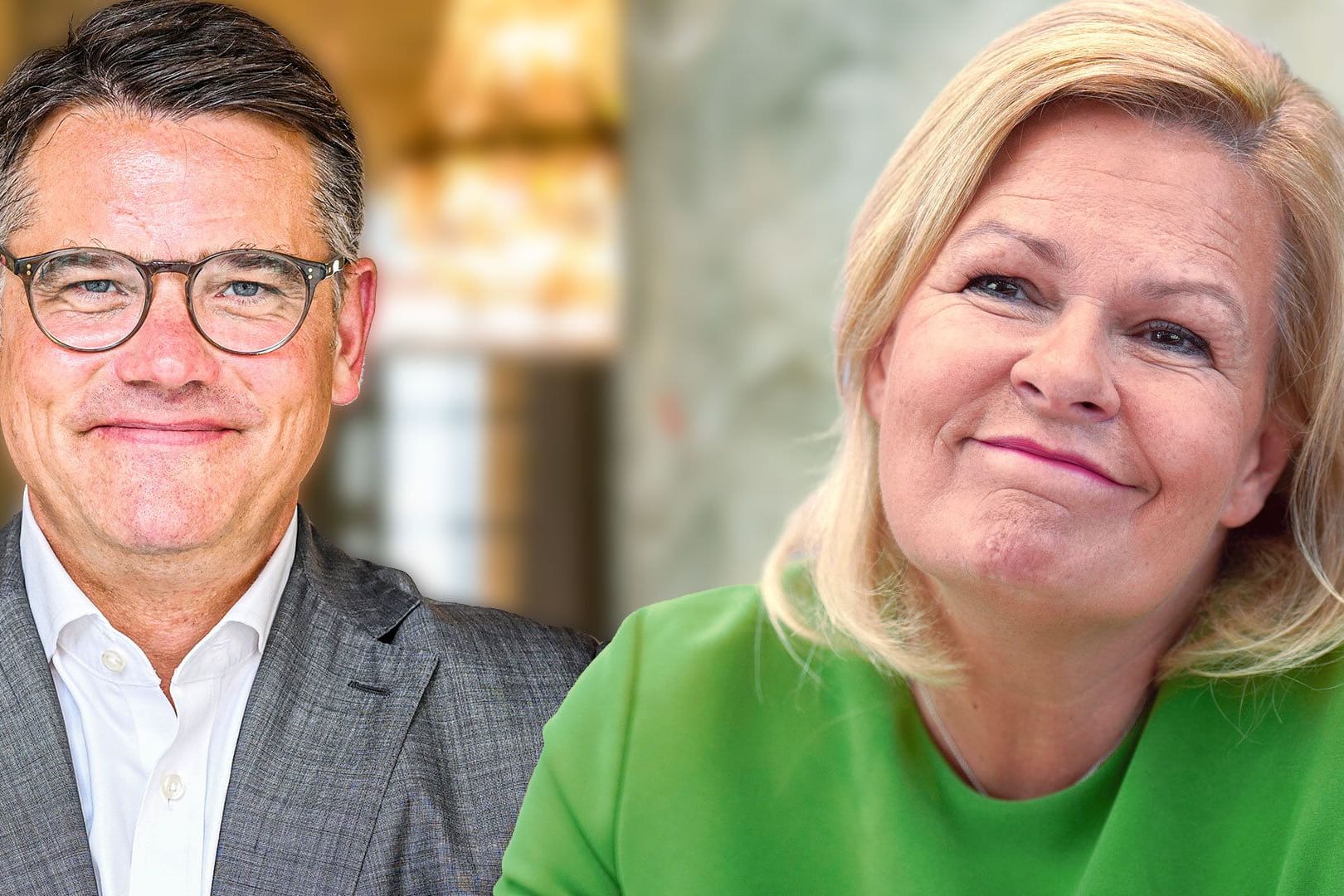 Boris Rhein (links) und Nancy Faeser: Die Umfragen sahen die CDU weit vorn.
