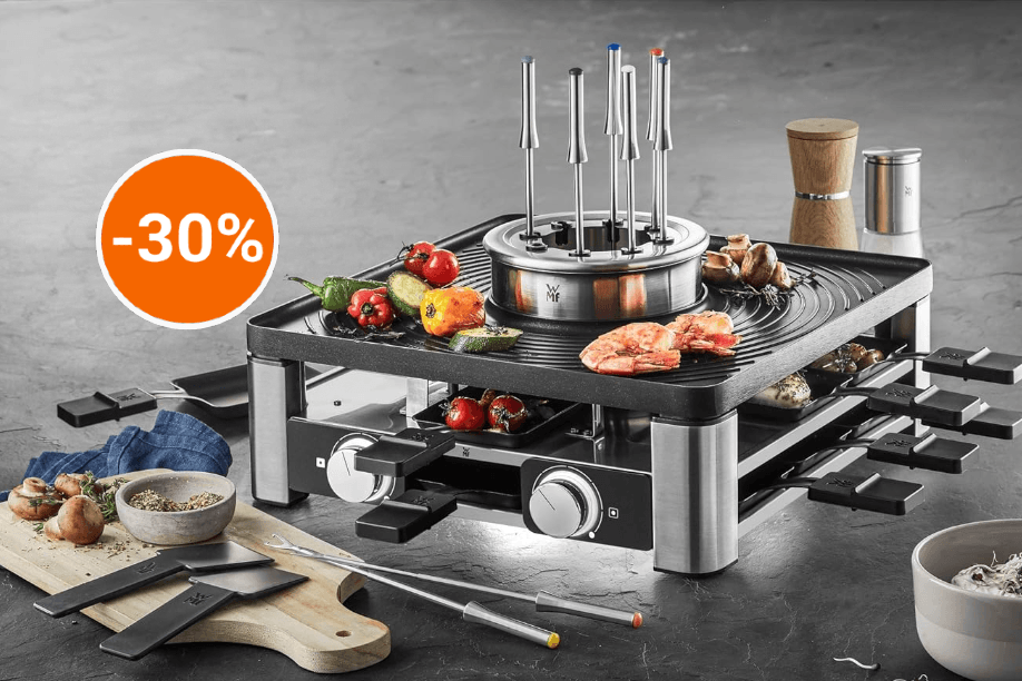 Heute ist bei Amazon die WMF-Gourmet-Station für Raclette und Fondue so günstig wie noch nie im Angebot.