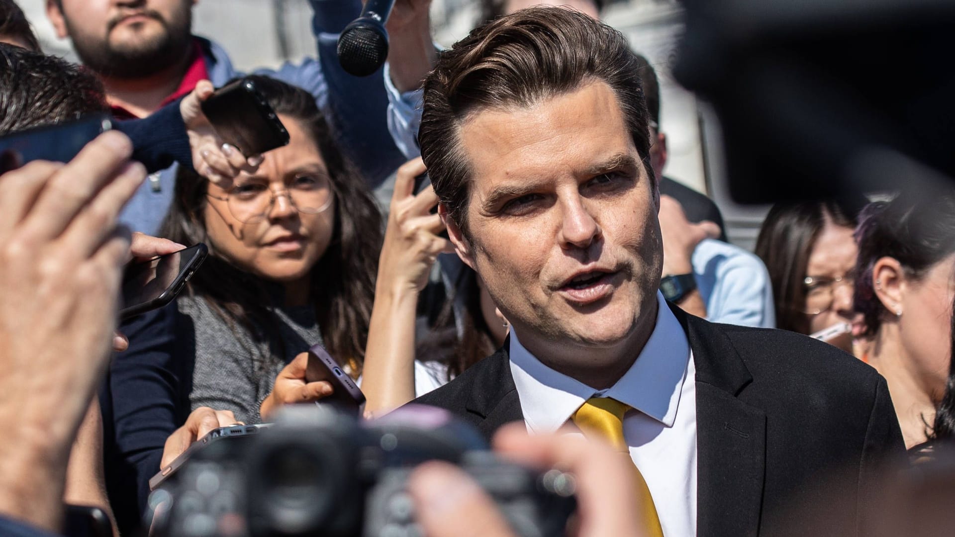 Widersacher in Trumps Auftrag: der republikanische Abgeordnete Matt Gaetz vor dem Kongressgebäude in Washington.