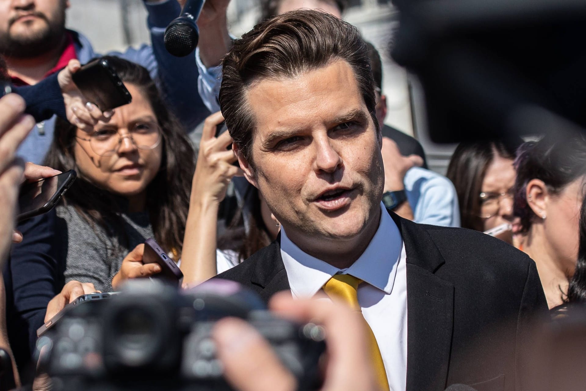 Widersacher in Trumps Auftrag: der republikanische Abgeordnete Matt Gaetz vor dem Kongressgebäude in Washington.