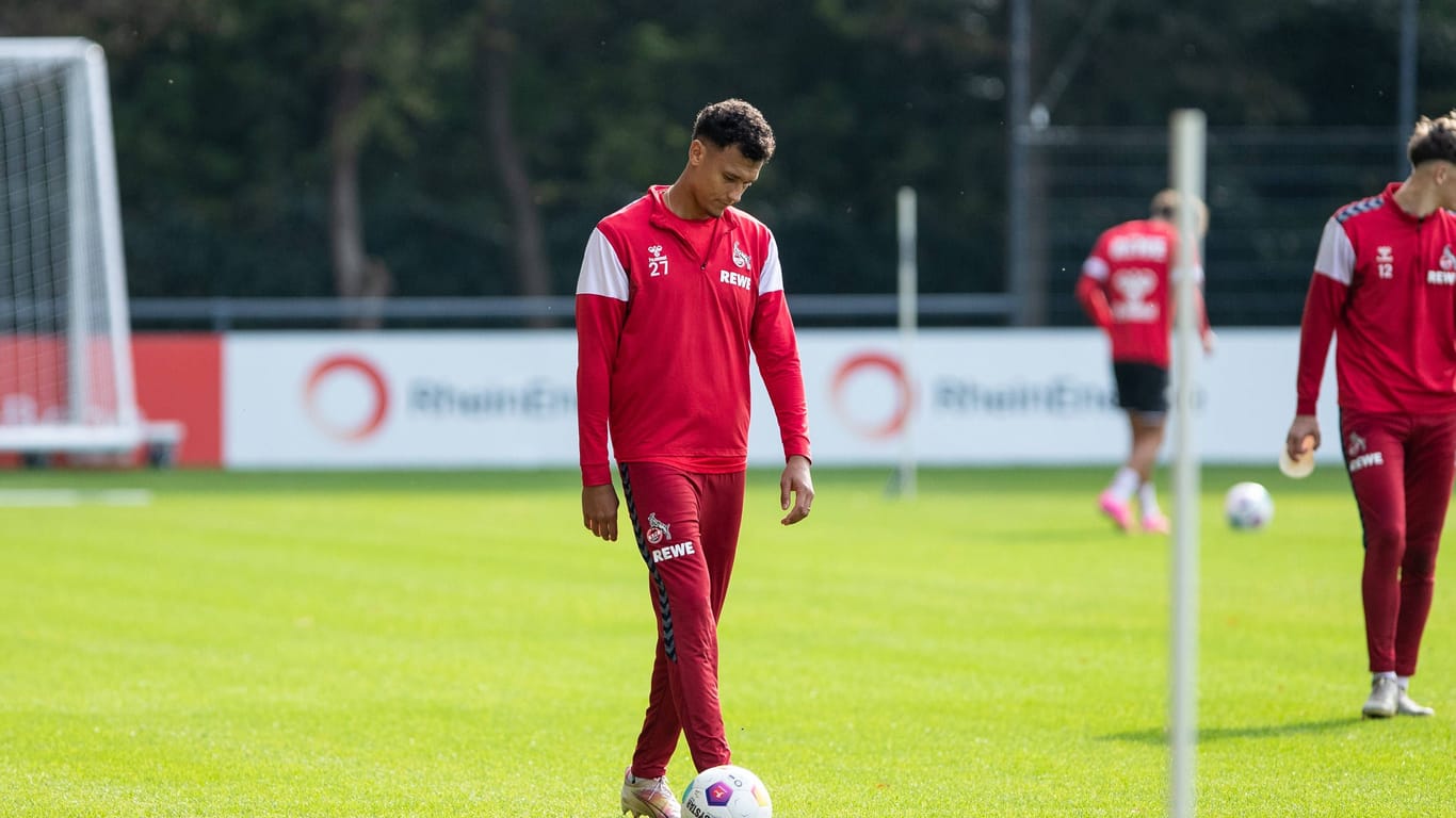 Davie Selke während einer Trainingseinheit des 1. FC Köln: Am Wochenende empfängt der FC Mönchengladbach.