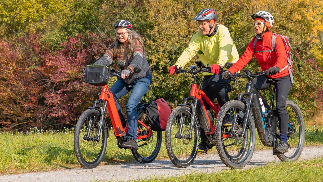 Herbsttour auf dem E-Bike: Umso älter die befragten Sportler sind, umso eher steigen sie vom Joggen zum Fahrrad fahren um.