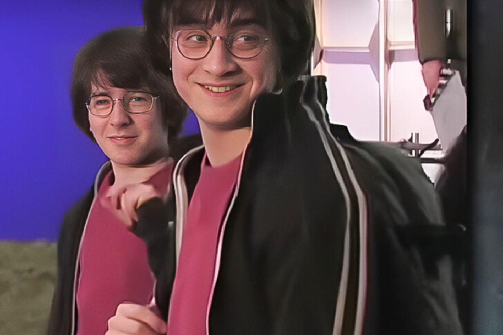 Die beiden "Harry Potter"-Stars: Daniel Radcliffe (vorne) und sein Stunt-Double David Holmes.