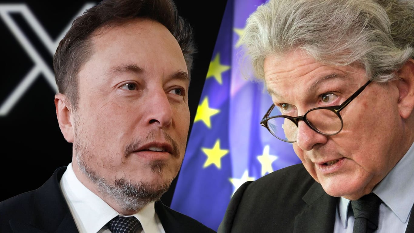 Rebell und Kommissar: Elon Musk bekommt zunehmend Probleme mit EU-Vertreter Thierry Breton.