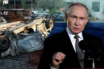 Putin vor Trümmern eines Krankenhauses in Gaza
