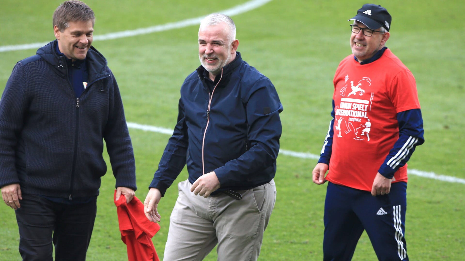 Sportdirektor Oliver Ruhnert (l.), Präsident Dirk Zingler (m.) und Trainer Urs Fischer waren das Erfolgstrio bei Union Berlin. Nun sind nur noch zwei da.