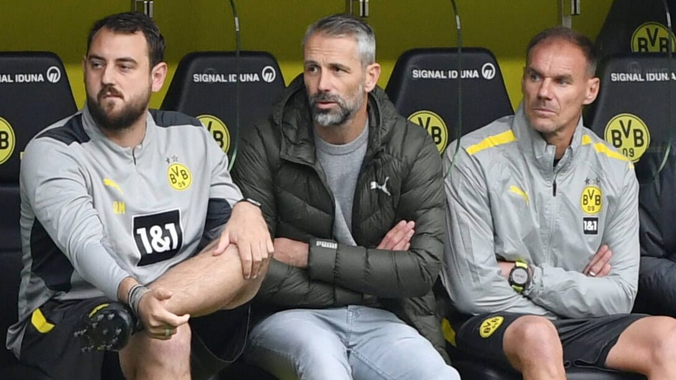 Rene Maric (l.): Der 31-Jährige begleitete Marco Rose als Co-Trainer auch bei Borussia Dortmund.