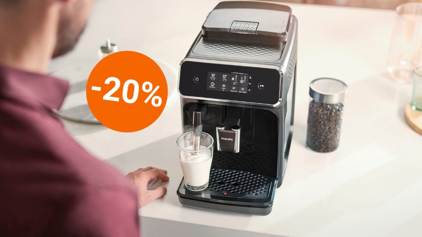 Amazon feiert die Black-Friday-Woche 2023: Die Philips-Kaffeemaschine für rund 240 Euro im Angebot sichern.