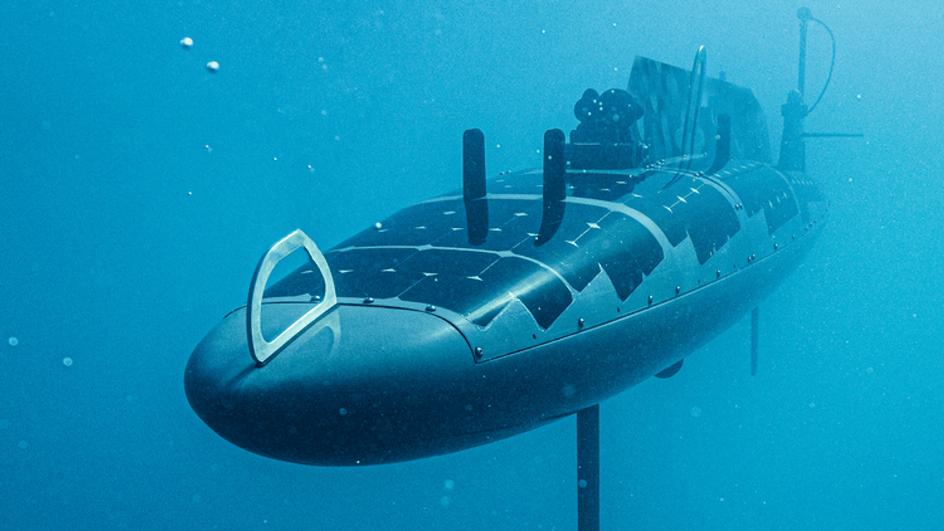 "Die Triton" auf Tauchfahrt: Bis zu 100 Meter Tiefe soll das Drohnenboot erreichen können.