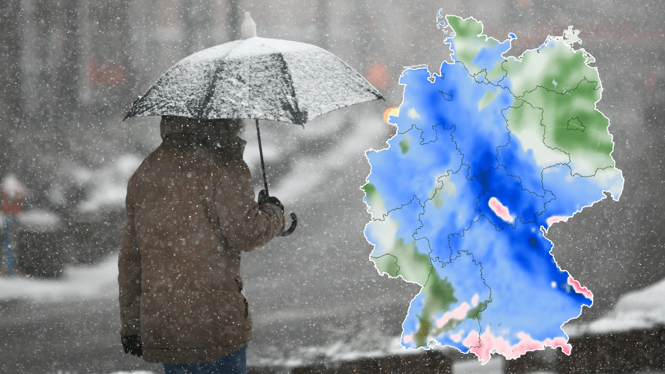 Eine Regenfront bringt Schnee nach Deutschland