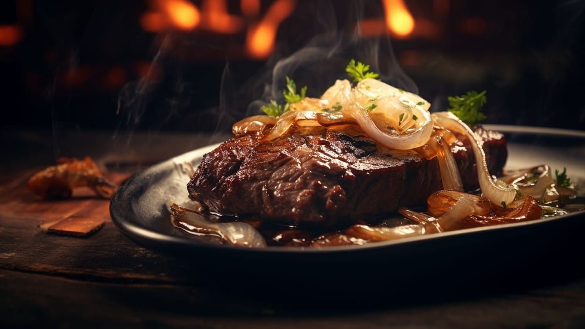 Saftigen Zwiebelrostbraten mit Rotwein-Zwiebel-Sauce selber machen