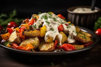 Ofengemüse mit Kartoffeln und Kräutercreme